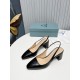 Prada Slingbacks Pumps 65mm In Black Patent Leather