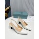 Prada Slingbacks Pumps 65mm In White Patent Leather