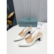 Prada Slingbacks Pumps 65mm In White Patent Leather