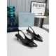 Prada Slingback Pumps 55mm in Black Patent with Crystals Ornament