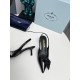 Prada Slingback Pumps 55mm in Black Patent with Crystals Ornament