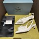 Prada Pumps 45mm in White Leather with Floral Appliques