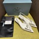 Prada Pumps 45mm in White Leather with Floral Appliques