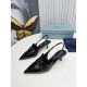 Prada Slingback Pumps 45mm in Black Patent Calfskin