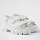 Prada Monolith Flatform Sandals in White Nappa Leather