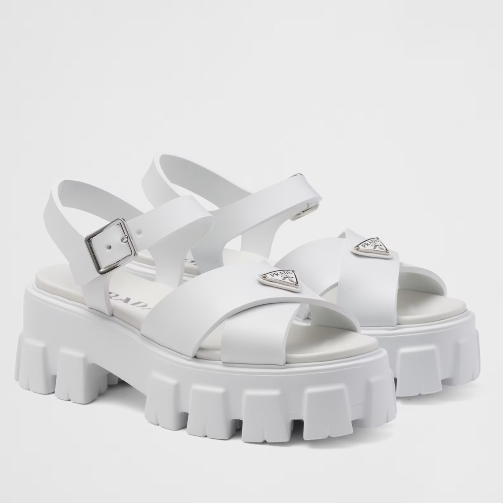 Prada Monolith Sandals in White Rubber