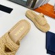 Prada Crochet Flatform Slides in Beige Raffia-effect Yarn