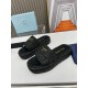 Prada Crochet Flatform Slides in Black Raffia-effect Yarn