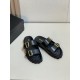 Prada Women's Strap Slides Sandals in Black Leather