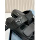 Prada Women's Strap Slides Sandals in Black Calfskin