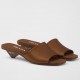 Prada Heeled Slides 35mm in Tobacco Satin