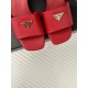 Prada Heeled Sandals 35mm in Red Saffiano Leather