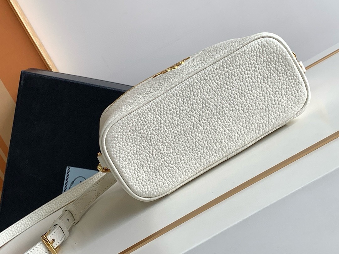 Prada Mini Vanity Bag in White Grained Leather