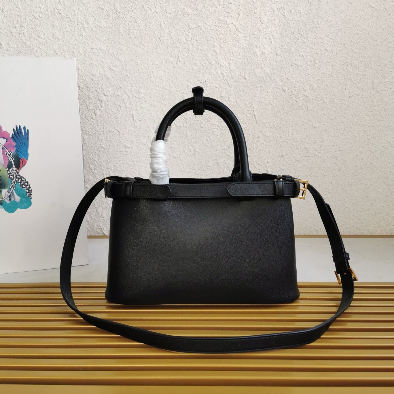 Prada Small Handbag in Black Leather with Belt