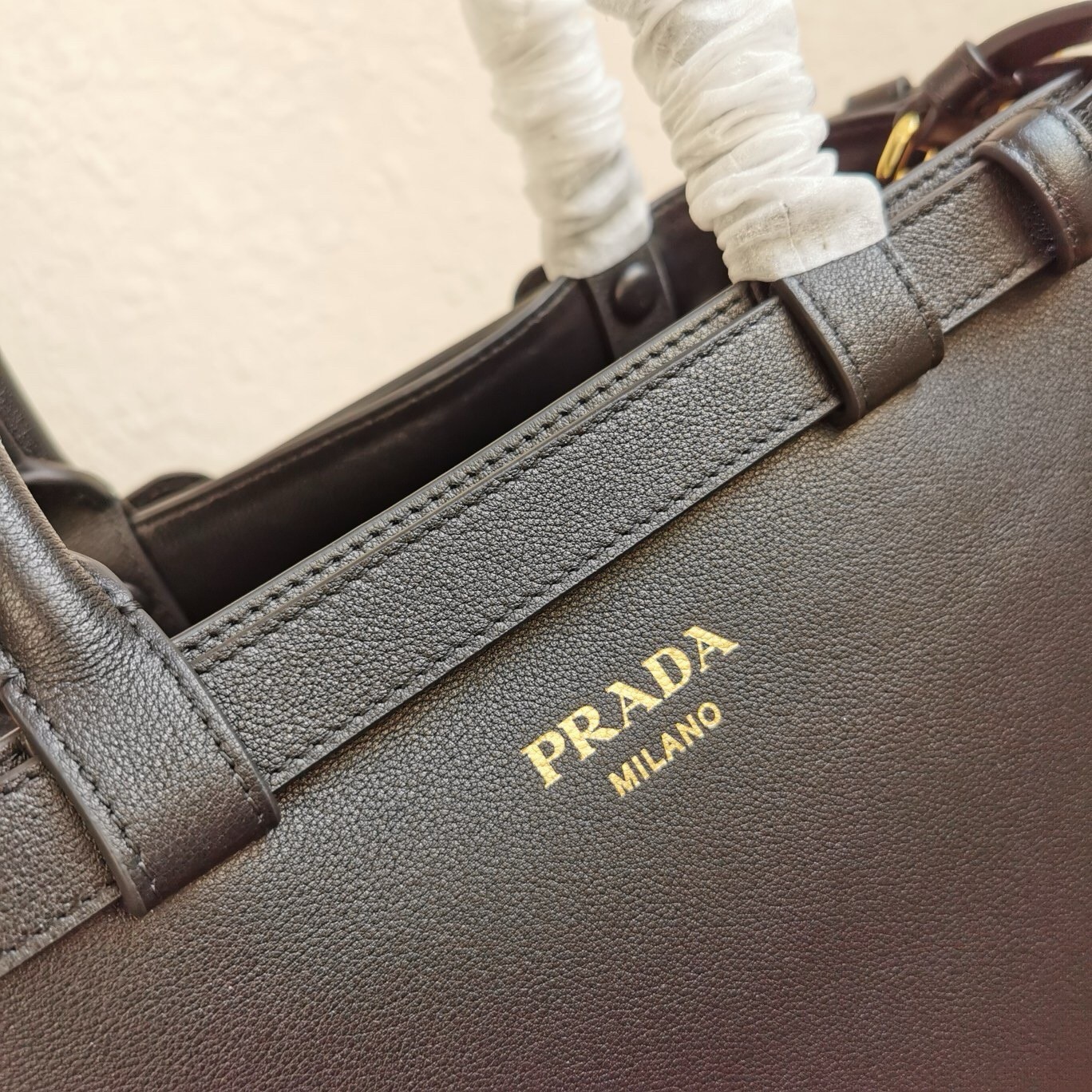 Prada Small Handbag in Black Leather with Belt