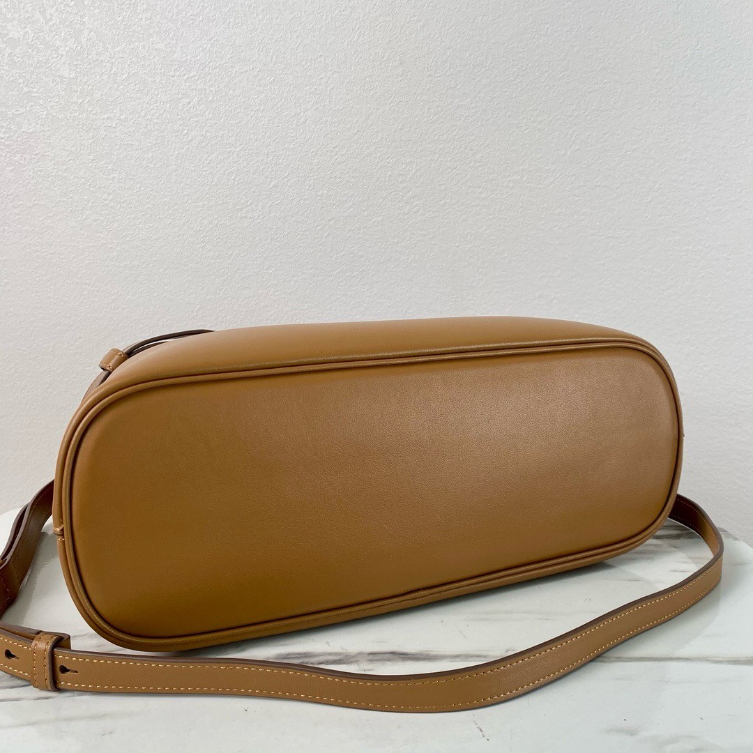 Prada Buckle Medium Bag with Belt in Brown Leather