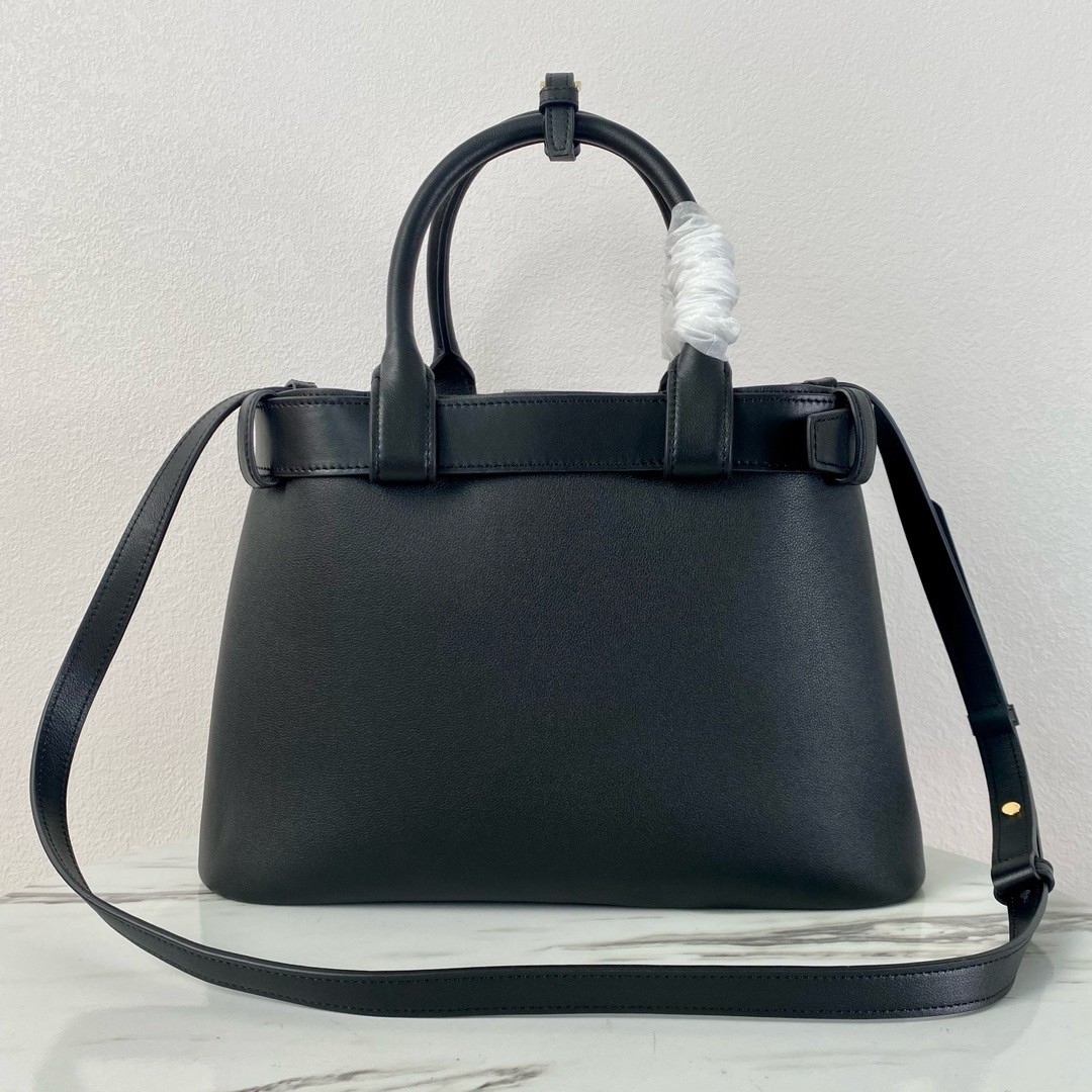 Prada Buckle Medium Bag with Belt in Black Leather