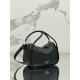 Prada Top Handle Bag in Black Grained Leather