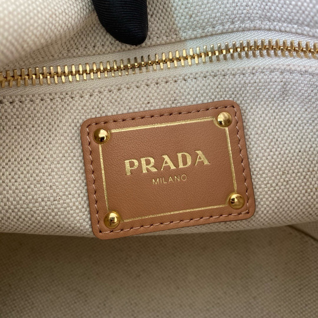 Prada Mini Buckle Bag in Linen Blend and Leather