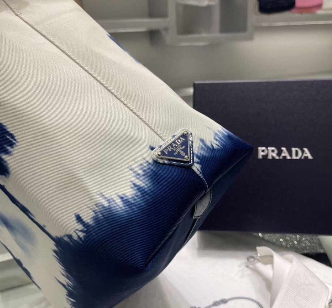 Prada Drill Tote Bag with Blue Printed