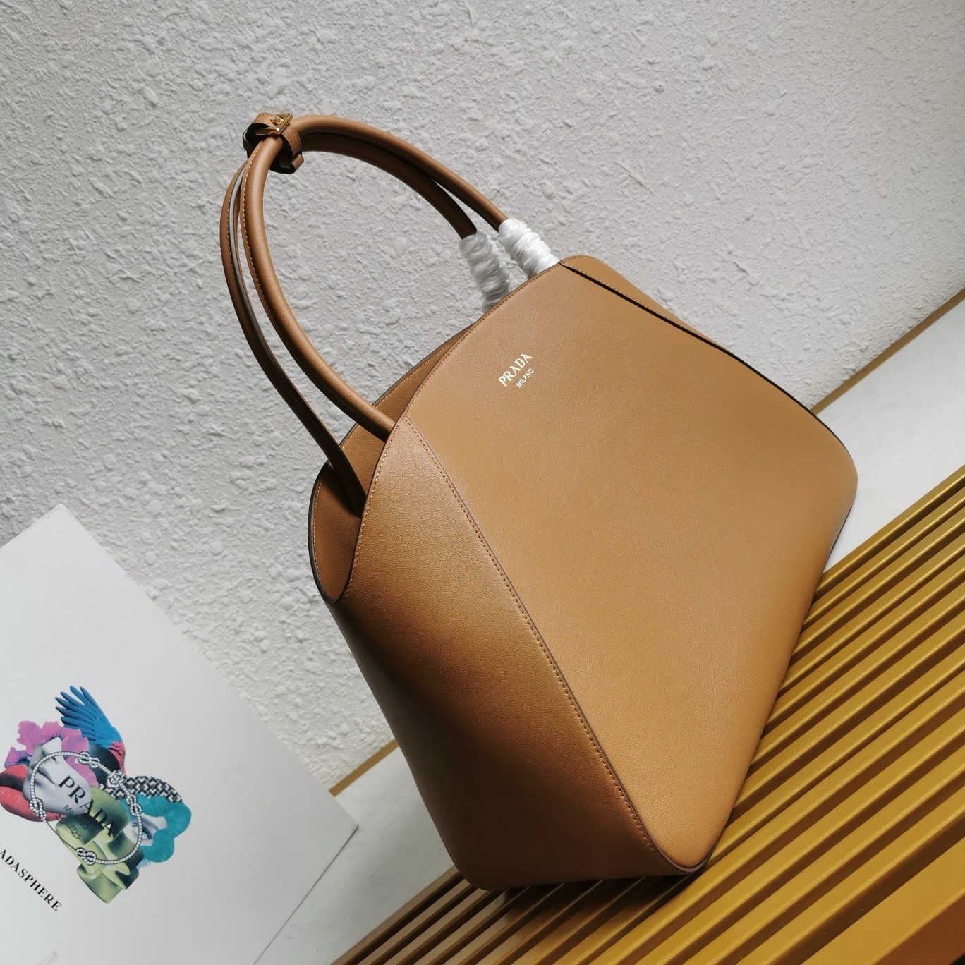 Prada Large Tote Bag in Caramel Smooth Calfskin