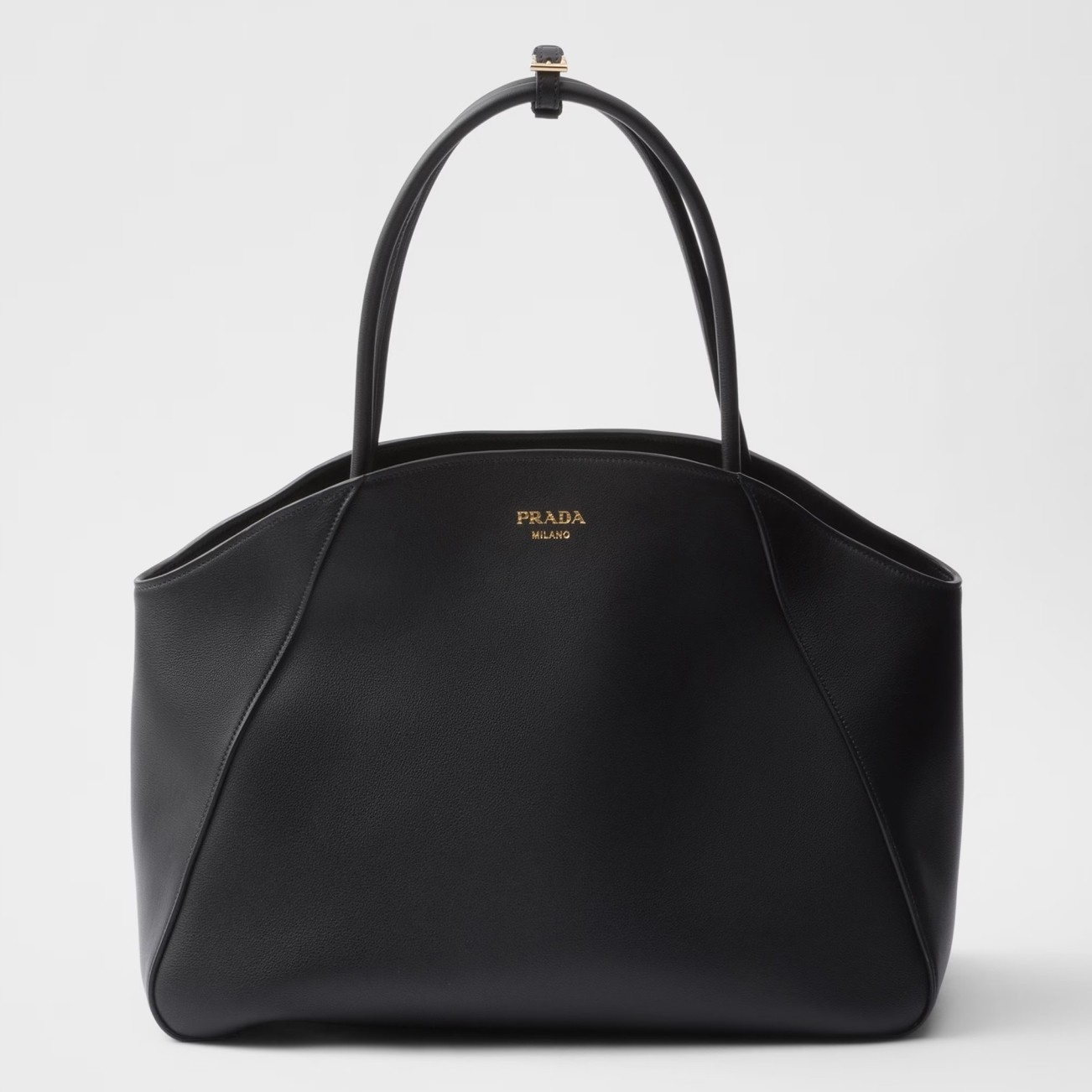 Prada Large Tote Bag in Black Smooth Calfskin