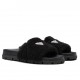 Prada Slide Slippers In Black Quilted Shearling