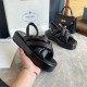 Prada Flatform Sandals In Black Nappa Leather