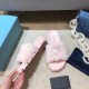 Prada Slide Slippers In Pink Quilted Shearling