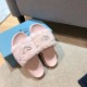 Prada Slide Slippers In Pink Quilted Shearling