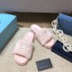 Prada Slide Slippers In Pink Quilted Shearling