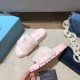 Prada Slide Slippers In Pink Quilted Shearling