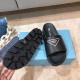 Prada Slide Sandals In Black Leather