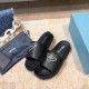 Prada Slide Sandals In Black Leather