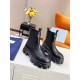 Prada Monolith Ankle Boots in Black Brushed Leather