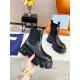 Prada Monolith Ankle Boots in Black Brushed Leather