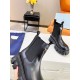 Prada Monolith Ankle Boots in Black Brushed Leather