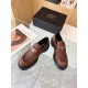 Prada Women's Double Chocolate Loafers in Cognac Leather