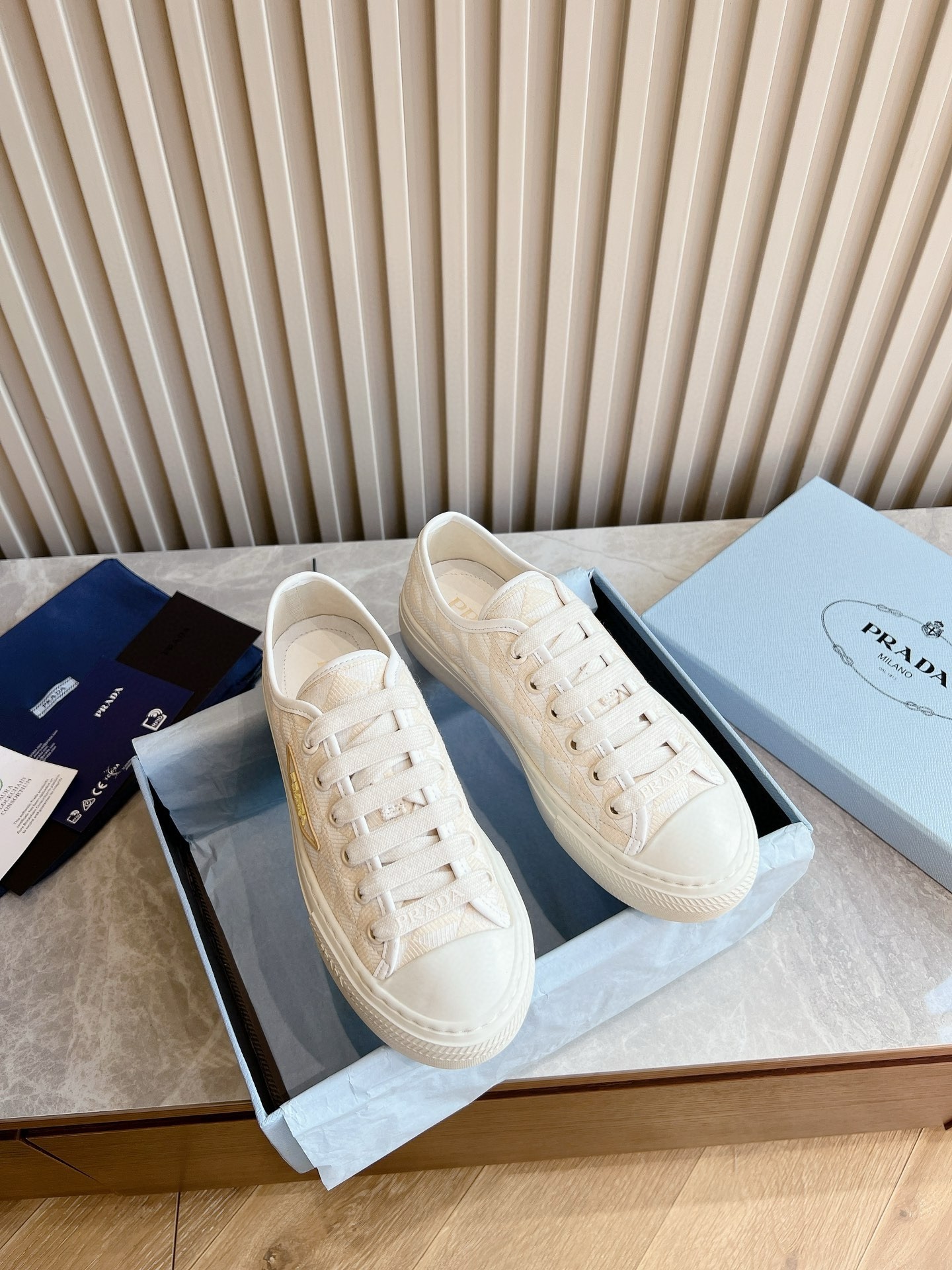 Prada Women's Sneakers in Natural Fabric