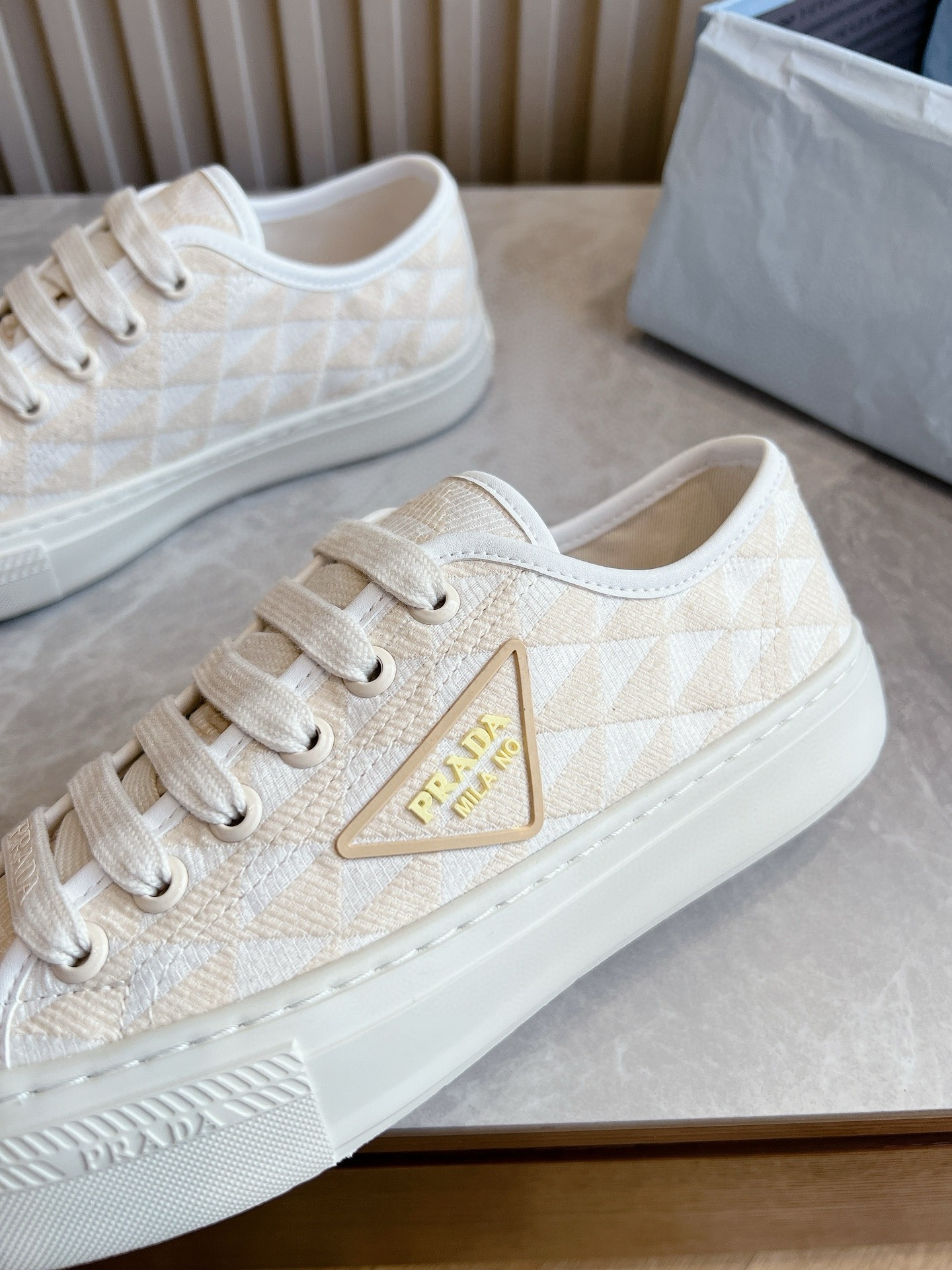 Prada Women's Sneakers in Natural Fabric