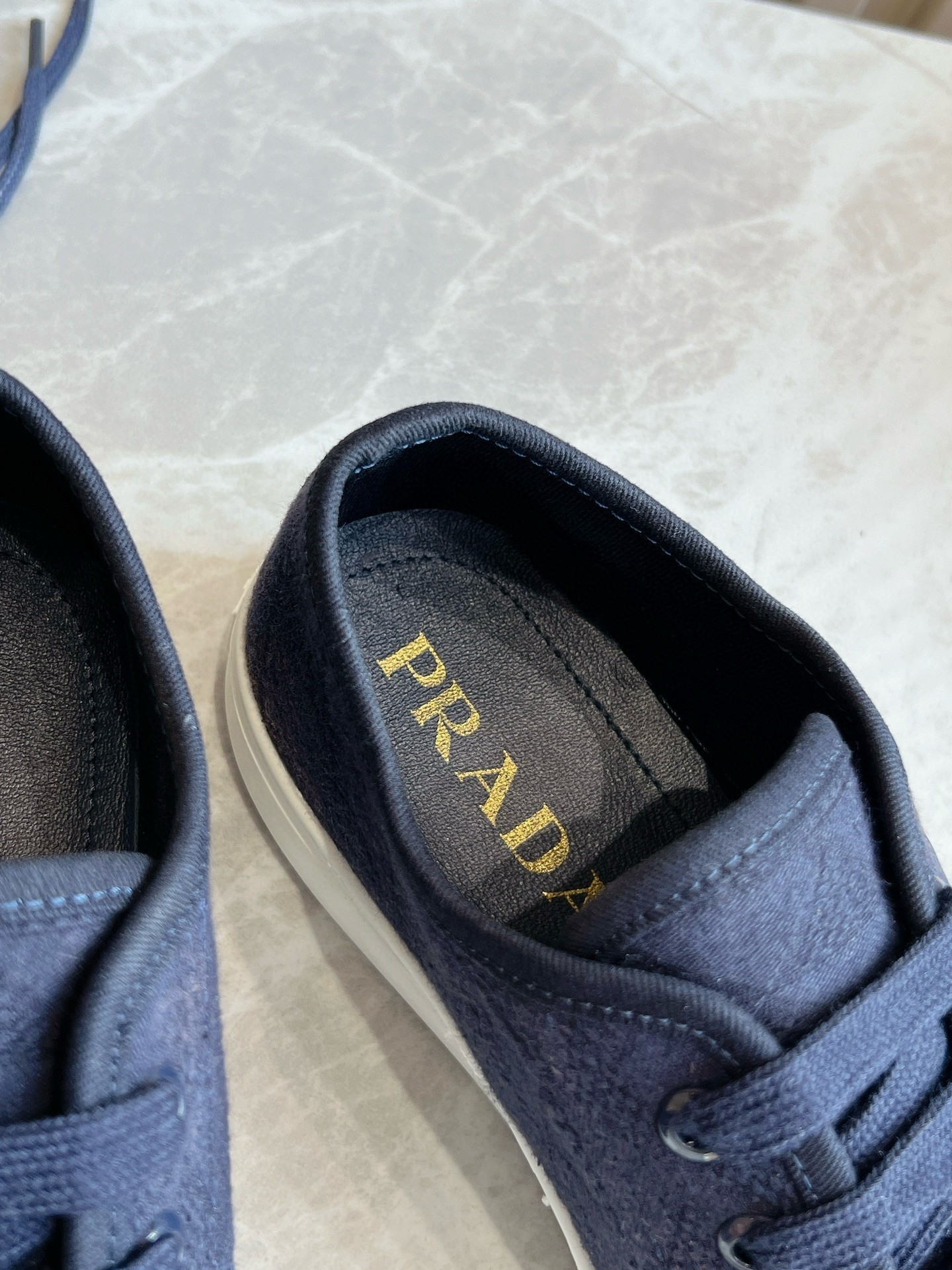 Prada Women's Sneakers in Dark Blue Fabric