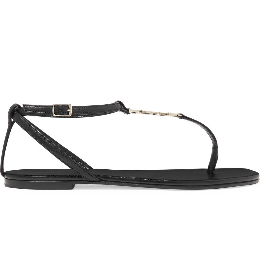 Saint Laurent Black Nu Pieds T-strap Sandals