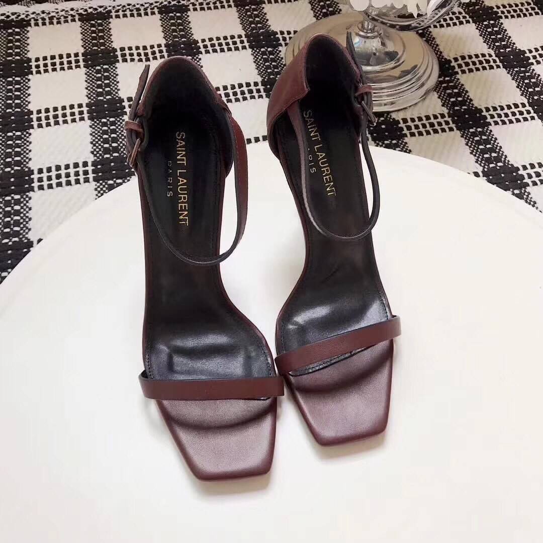 Saint Laurent Opyum 110 Sandals In Burgundy Leather