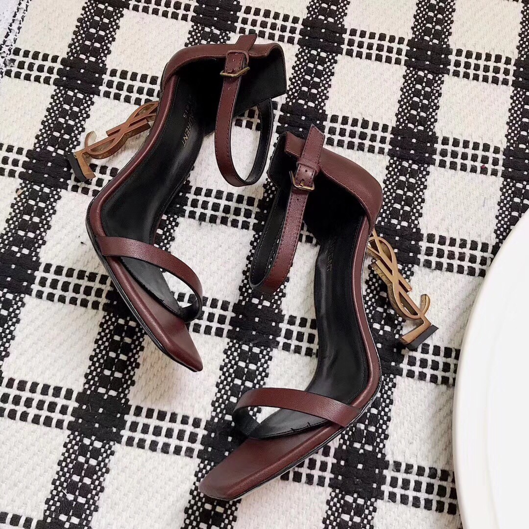 Saint Laurent Opyum 110 Sandals In Burgundy Leather