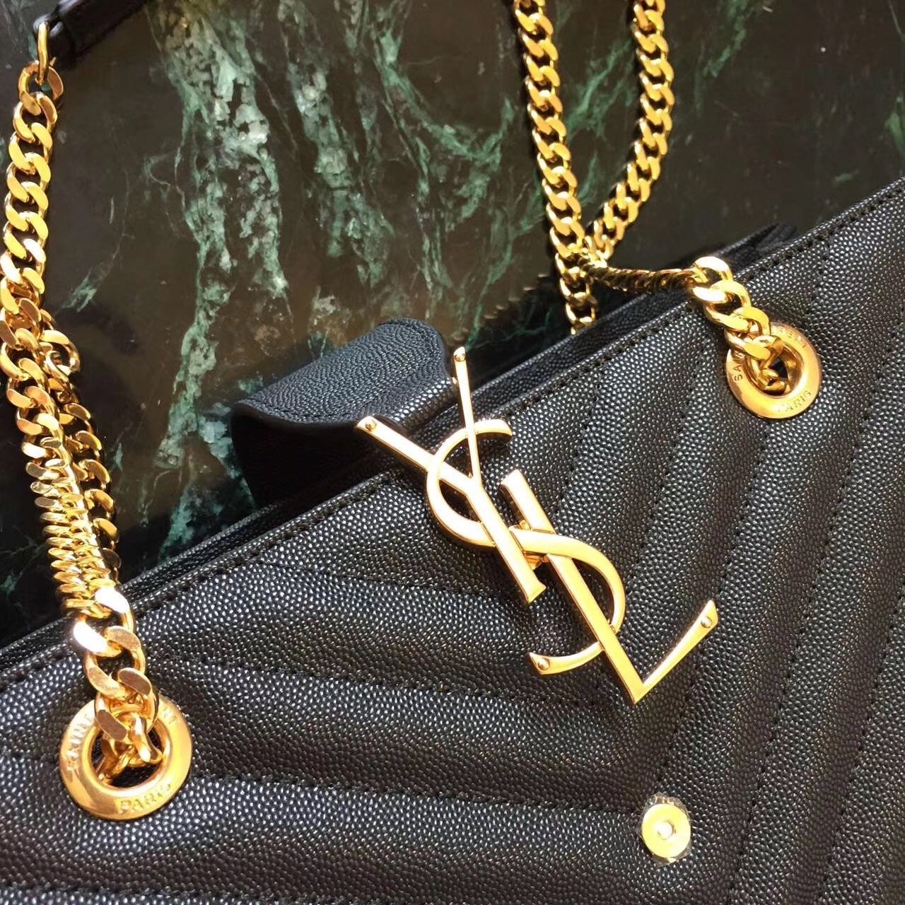 Saint Laurent Black Monogram Tote Bag