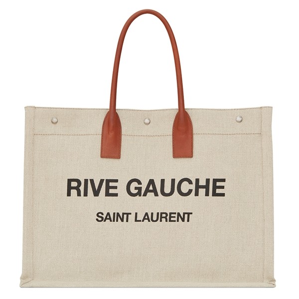 Saint Laurent Beige Linen Rive Gauche Tote Bag