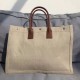 Saint Laurent Beige Linen Rive Gauche Tote Bag