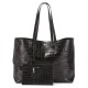 Saint Laurent Black Crocodile Embossed Shopping Tote