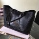 Saint Laurent Black Crocodile Embossed Shopping Tote