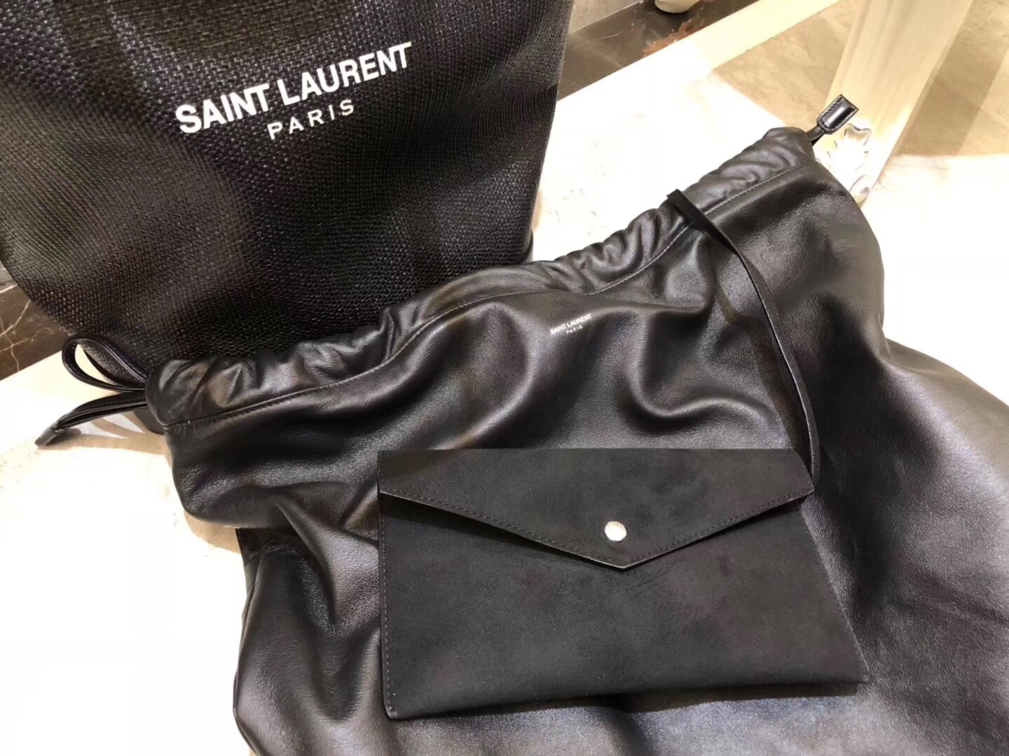 Saint Laurent Teddy Shopping Bag In Raffia